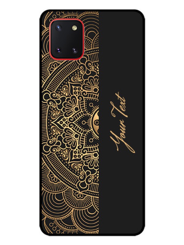 Custom Galaxy Note10 Lite Photo Printing on Glass Case - Mandala art with custom text Design