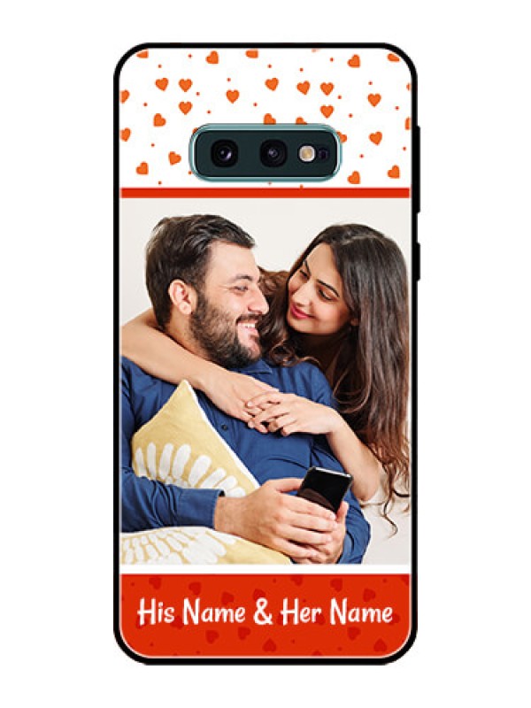Custom Galaxy S10e Custom Glass Phone Case  - Orange Love Symbol Design