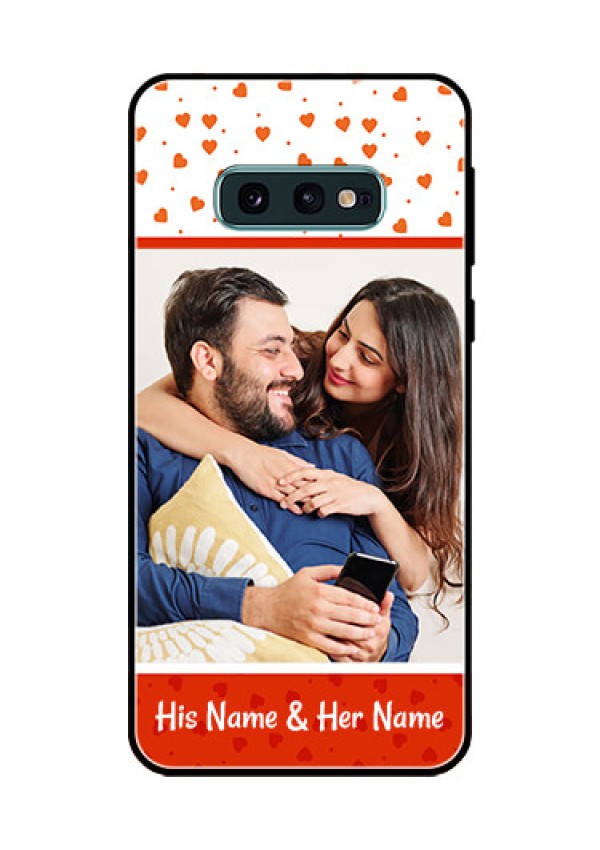 Galaxy S10e Custom Glass Phone Case  - Orange Love Symbol Design
