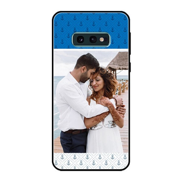 Galaxy S10e Photo Printing on Glass Case - Blue Anchors Design Galaxy S10e Photo Printing on Glass Case - Blue Anchors Design