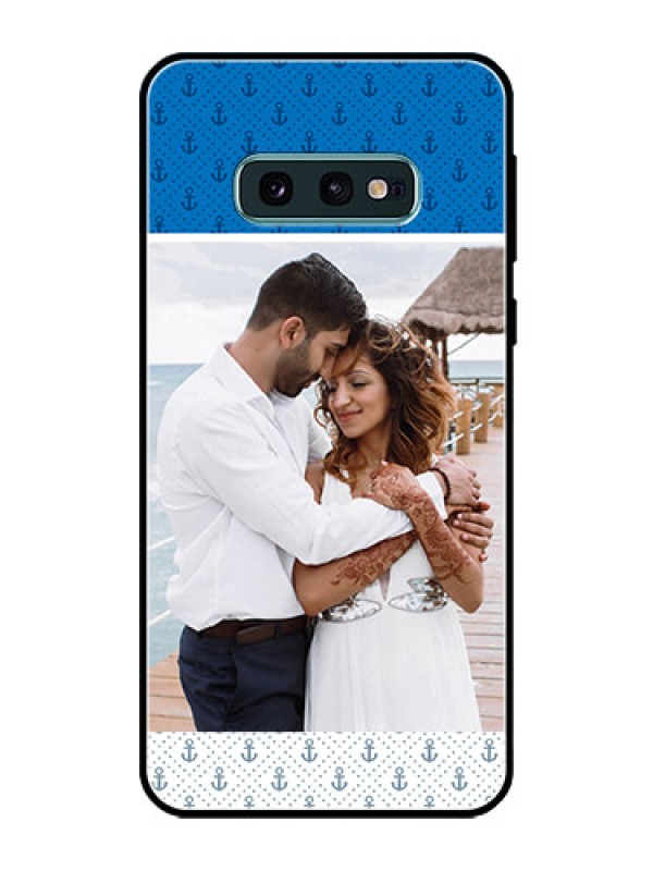 Custom Galaxy S10e Photo Printing on Glass Case  - Blue Anchors Design