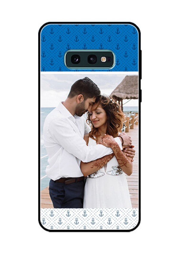 Galaxy S10e Photo Printing on Glass Case  - Blue Anchors Design