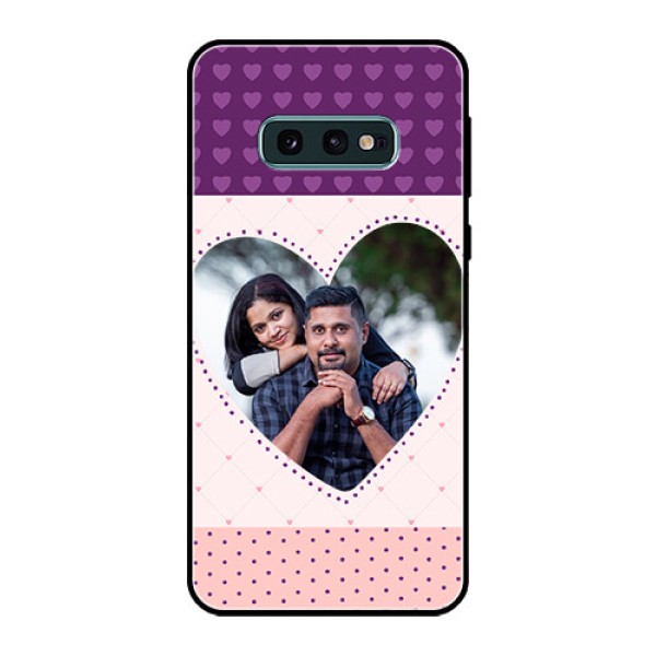 Galaxy S10e Custom Glass Phone Case  - Violet Love Dots Design