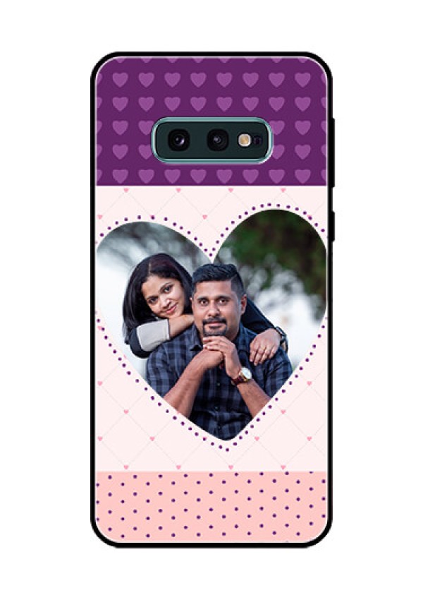 Galaxy S10e Custom Glass Phone Case  - Violet Love Dots Design