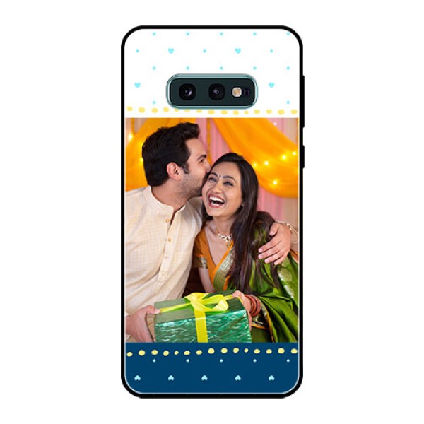 Galaxy S10e Personalized Glass Phone Case  - White and Blue Abstract Design