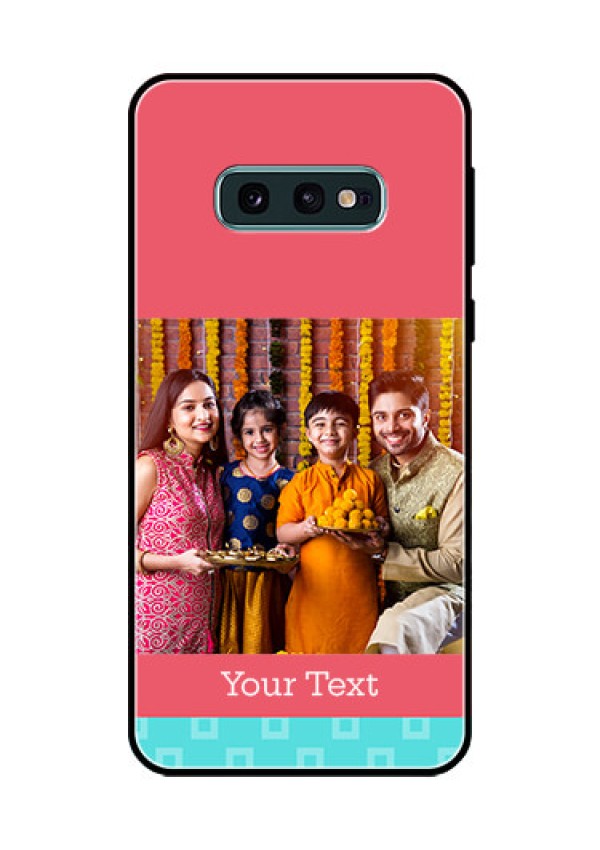 Galaxy S10e Personalized Glass Phone Case  - Peach & Blue Color Design