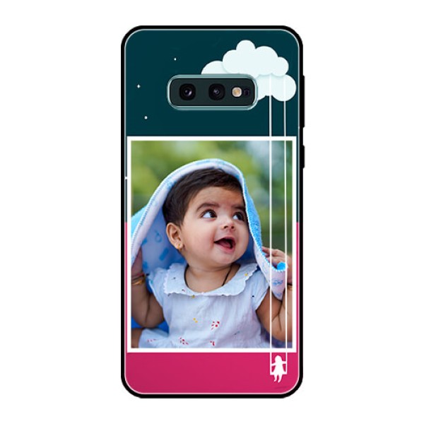 Galaxy S10e Custom Glass Phone Case  - Cute Girl with Cloud Design