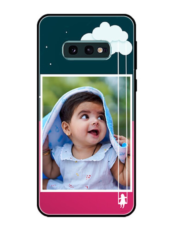 Custom Galaxy S10e Custom Glass Phone Case  - Cute Girl with Cloud Design