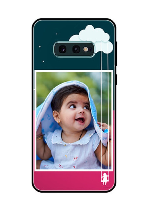 Galaxy S10e Custom Glass Phone Case  - Cute Girl with Cloud Design