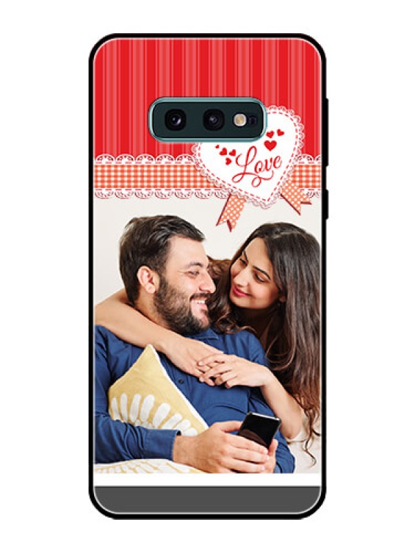 Custom Galaxy S10e Custom Glass Mobile Case  - Red Love Pattern Design