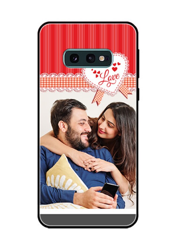 Galaxy S10e Custom Glass Mobile Case  - Red Love Pattern Design