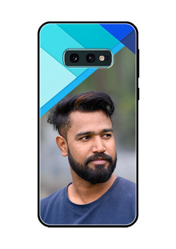 Galaxy S10e Custom Glass Phone Case  - Blue Pattern Design
