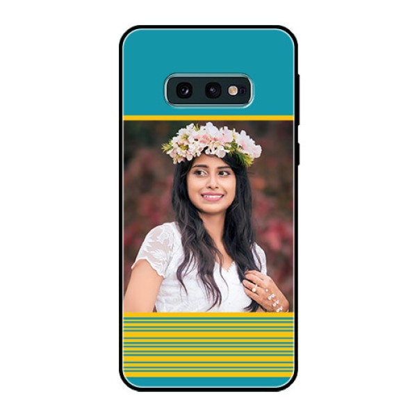 Galaxy S10e Custom Glass Phone Case  - Yellow & Blue Design 