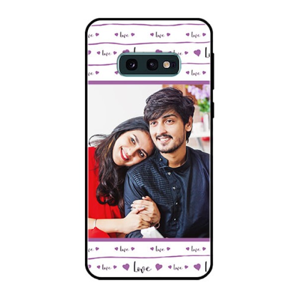 Galaxy S10e Custom Glass Mobile Case - Couples Heart Design Galaxy S10e Custom Glass Mobile Case - Couples Heart Design