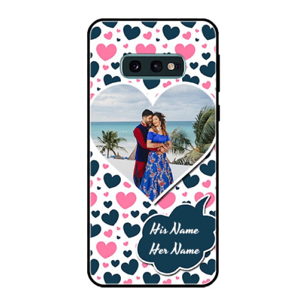 Galaxy S10e Custom Glass Phone Case - Pink & Blue Heart Design Galaxy S10e Custom Glass Phone Case - Pink & Blue Heart Design