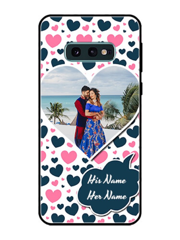 Custom Galaxy S10e Custom Glass Phone Case  - Pink & Blue Heart Design