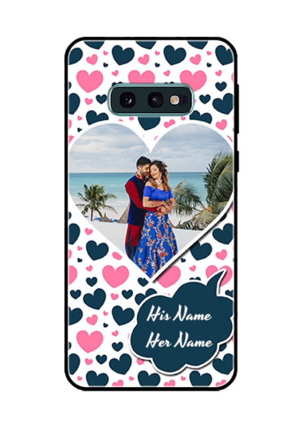 Galaxy S10e Custom Glass Phone Case  - Pink & Blue Heart Design