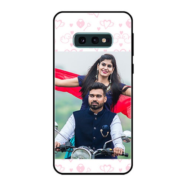 Galaxy S10e Custom Glass Mobile Case  - Pink Flying Heart Design