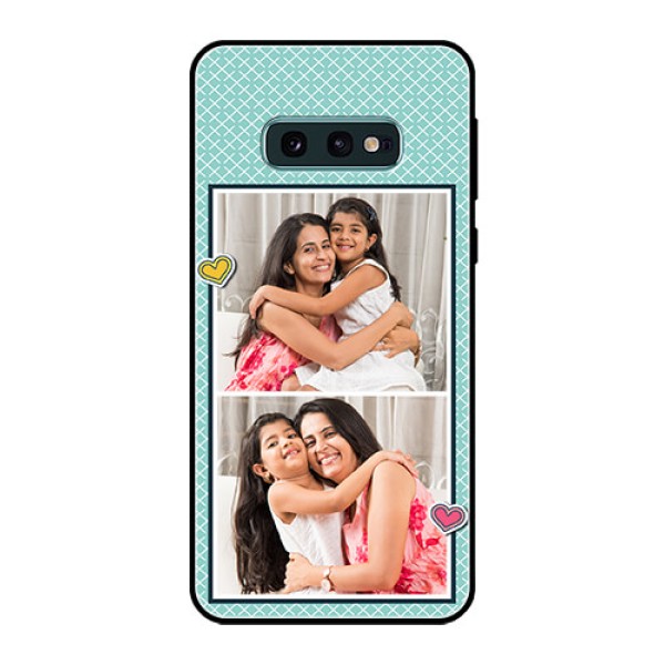 Galaxy S10e Custom Glass Phone Case - 2 Image Holder with Pattern Design Galaxy S10e Custom Glass Phone Case - 2 Image Holder with Pattern Design