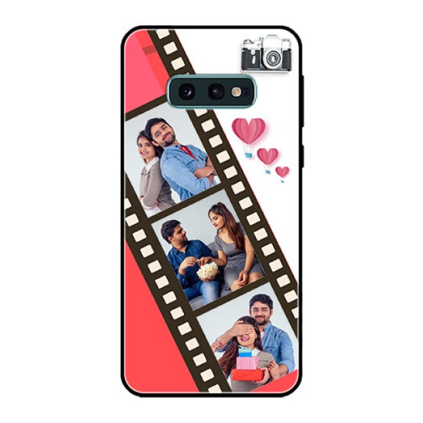Galaxy S10e Personalized Glass Phone Case - 3 Image Holder with Film Reel Galaxy S10e Personalized Glass Phone Case - 3 Image Holder with Film Reel