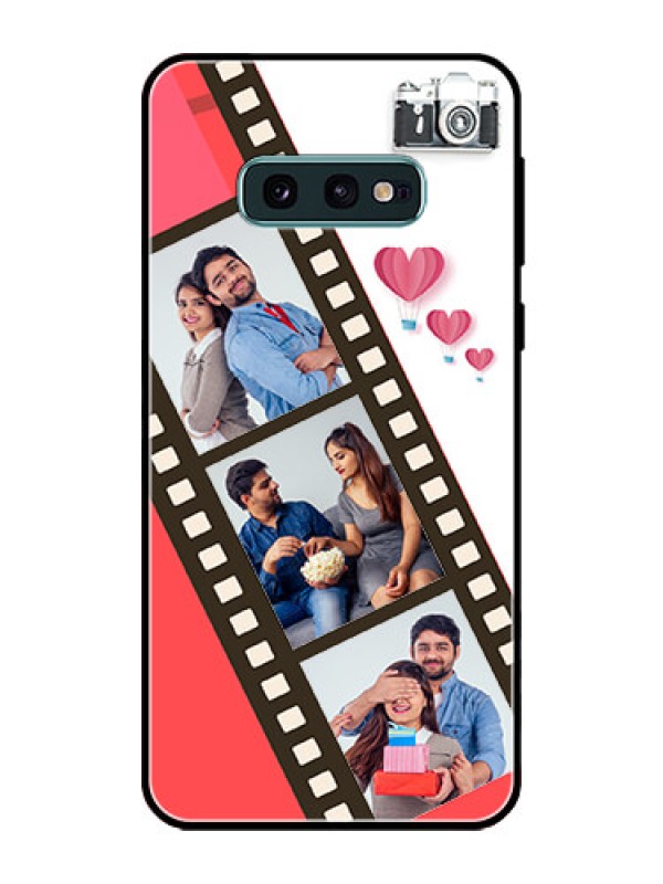 Custom Galaxy S10e Personalized Glass Phone Case  - 3 Image Holder with Film Reel