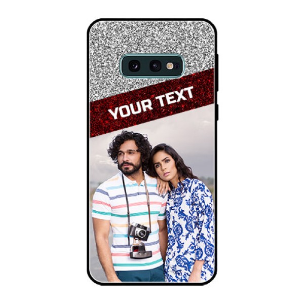 Galaxy S10e Personalized Glass Phone Case - Image Holder with Glitter Strip Design Galaxy S10e Personalized Glass Phone Case - Image Holder with Glitter Strip Design