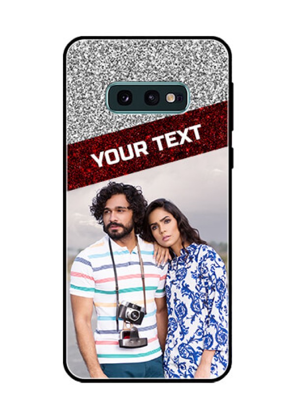 Galaxy S10e Personalized Glass Phone Case  - Image Holder with Glitter Strip Design