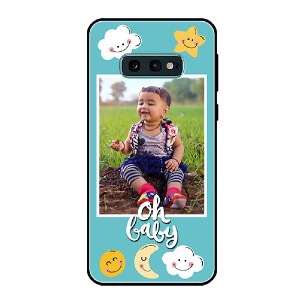 Galaxy S10e Personalized Glass Phone Case  - Smiley Kids Stars Design