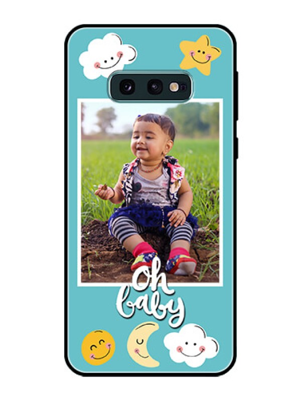Custom Galaxy S10e Personalized Glass Phone Case  - Smiley Kids Stars Design