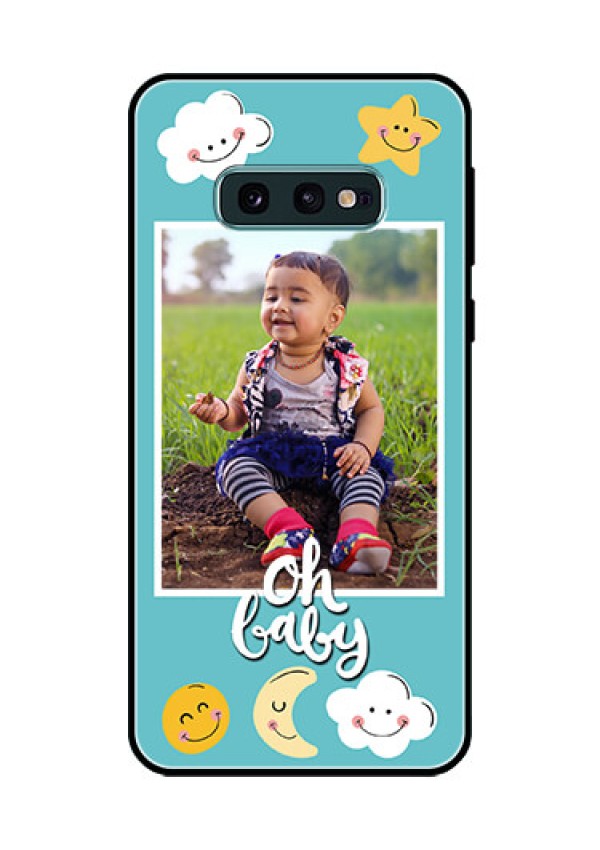 Galaxy S10e Personalized Glass Phone Case  - Smiley Kids Stars Design