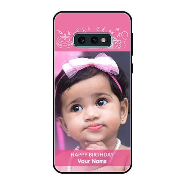 Galaxy S10e Photo Printing on Glass Case  - with Birthday Line Art Design