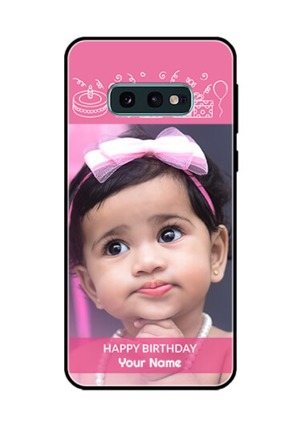 Galaxy S10e Photo Printing on Glass Case  - with Birthday Line Art Design