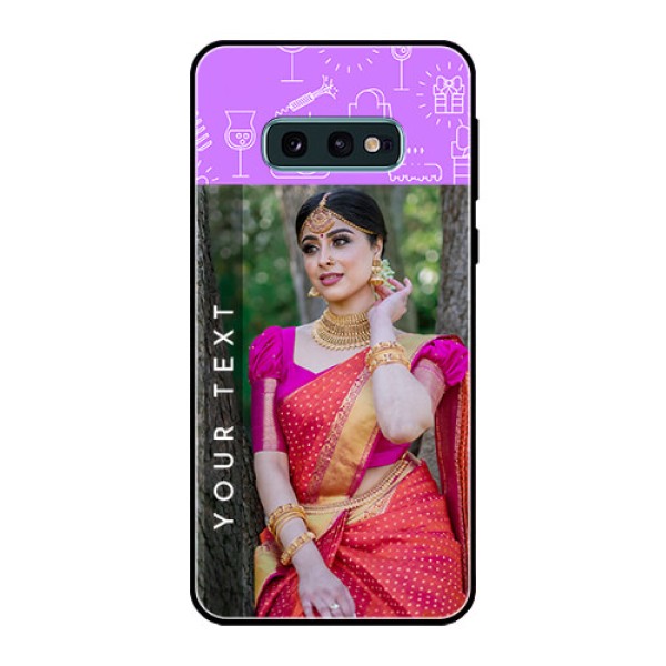 Galaxy S10e Custom Glass Mobile Case - Birthday Icons Design Galaxy S10e Custom Glass Mobile Case - Birthday Icons Design
