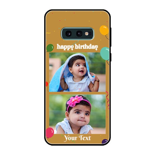 Galaxy S10e Personalized Glass Phone Case  - Image Holder with Birthday Celebrations Design