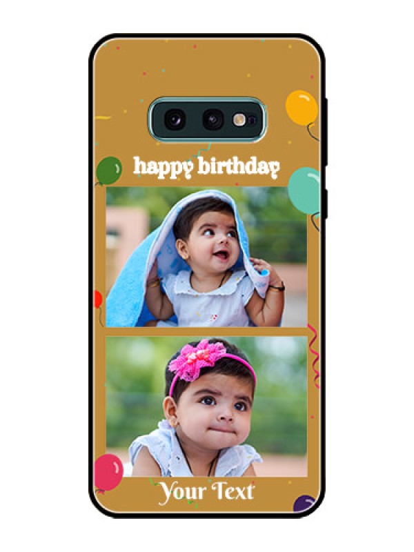 Custom Galaxy S10e Personalized Glass Phone Case  - Image Holder with Birthday Celebrations Design