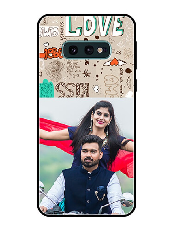 Custom Galaxy S10e Custom Glass Phone Case  - Love Doodle Pattern 