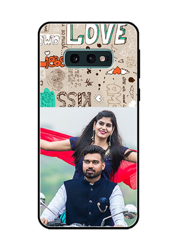 Galaxy S10e Custom Glass Phone Case  - Love Doodle Pattern 