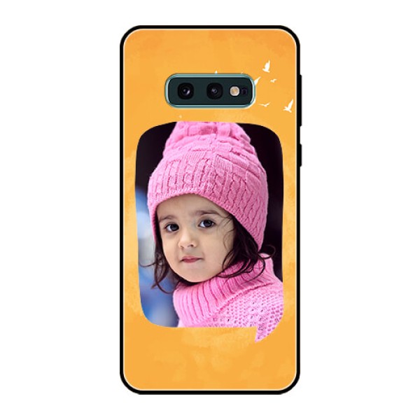 Galaxy S10e Personalized Glass Phone Case - Water Color Design with Bird Icons Galaxy S10e Personalized Glass Phone Case - Water Color Design with Bird Icons