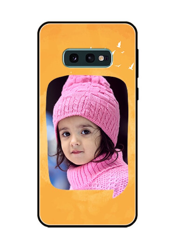 Galaxy S10e Personalized Glass Phone Case  - Water Color Design with Bird Icons
