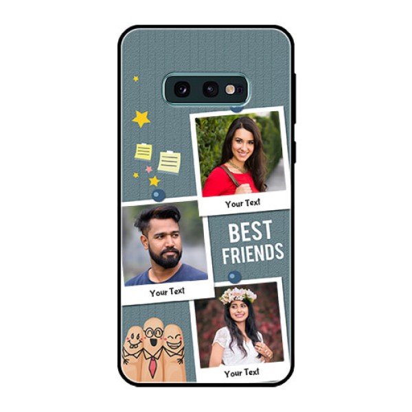 Galaxy S10e Personalized Glass Phone Case - Sticky Frames and Friendship Design Galaxy S10e Personalized Glass Phone Case - Sticky Frames and Friendship Design