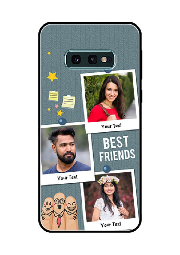 Galaxy S10e Personalized Glass Phone Case  - Sticky Frames and Friendship Design