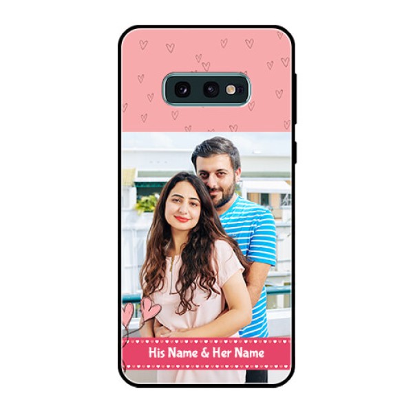 Galaxy S10e Personalized Glass Phone Case  - Love Design Peach Color