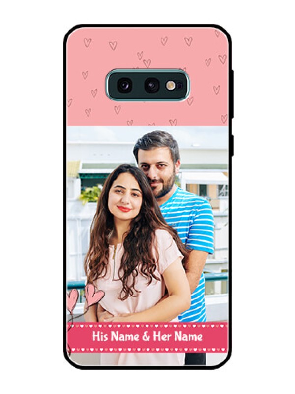 Custom Galaxy S10e Personalized Glass Phone Case  - Love Design Peach Color