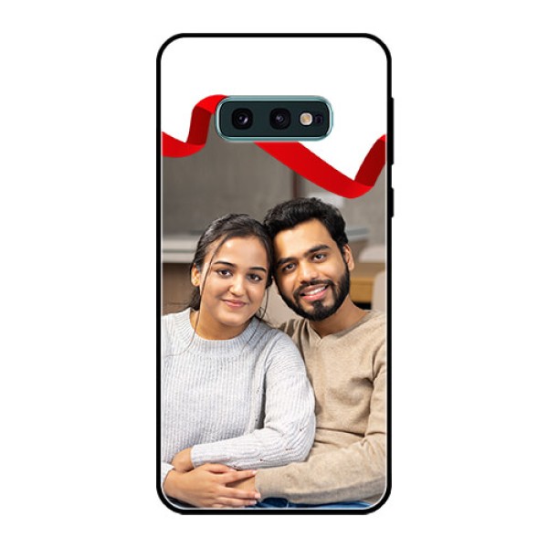 Galaxy S10e Photo Printing on Glass Case - Red Ribbon Frame Design Galaxy S10e Photo Printing on Glass Case - Red Ribbon Frame Design