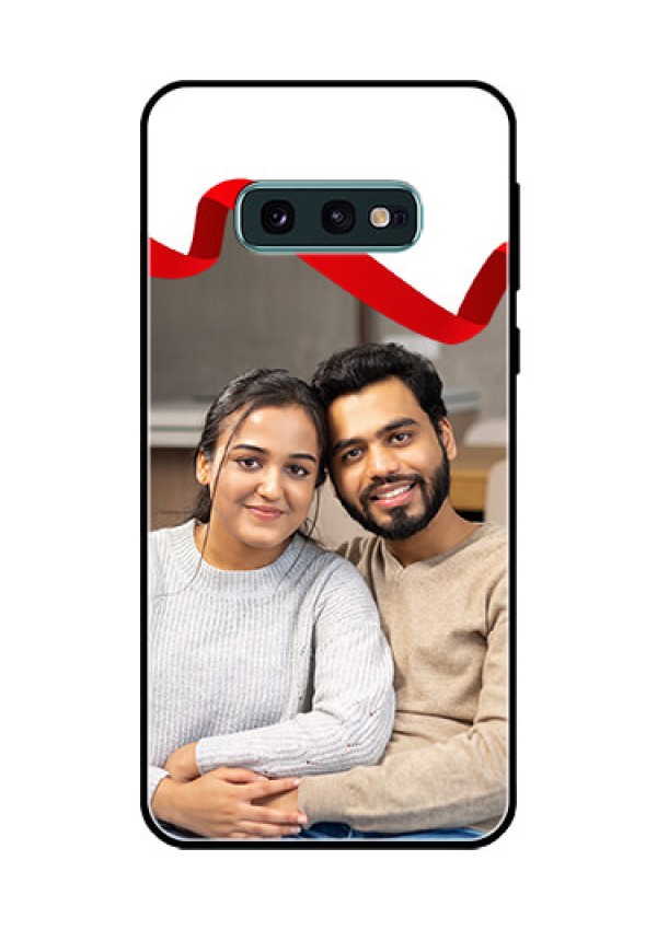 Galaxy S10e Photo Printing on Glass Case  - Red Ribbon Frame Design