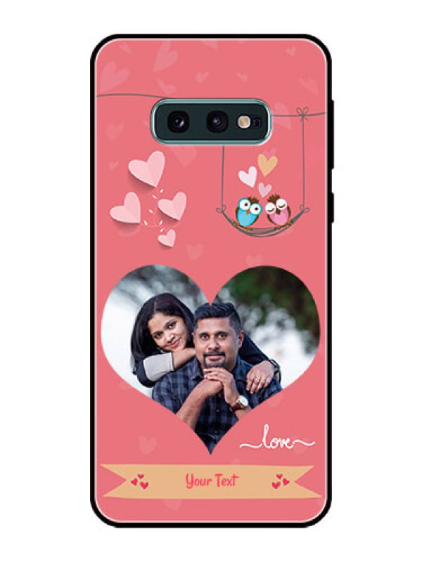 Custom Galaxy S10e Personalized Glass Phone Case  - Peach Color Love Design 