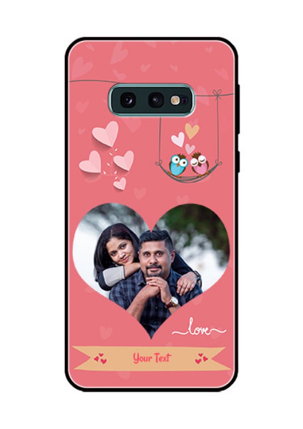 Galaxy S10e Personalized Glass Phone Case  - Peach Color Love Design 