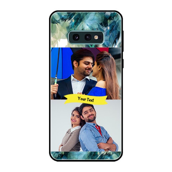 Galaxy S10e Personalized Glass Phone Case - Image with Boho Peacock Feather Design Galaxy S10e Personalized Glass Phone Case - Image with Boho Peacock Feather Design