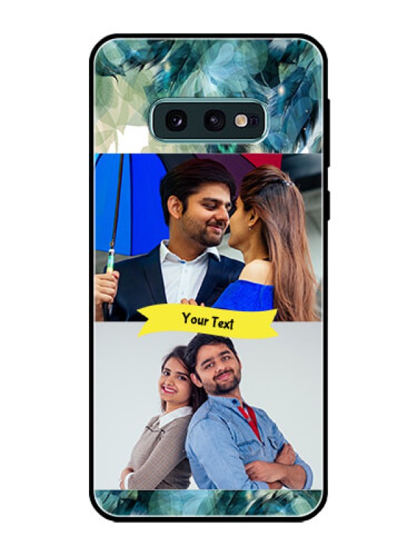 Custom Galaxy S10e Personalized Glass Phone Case  - Image with Boho Peacock Feather Design