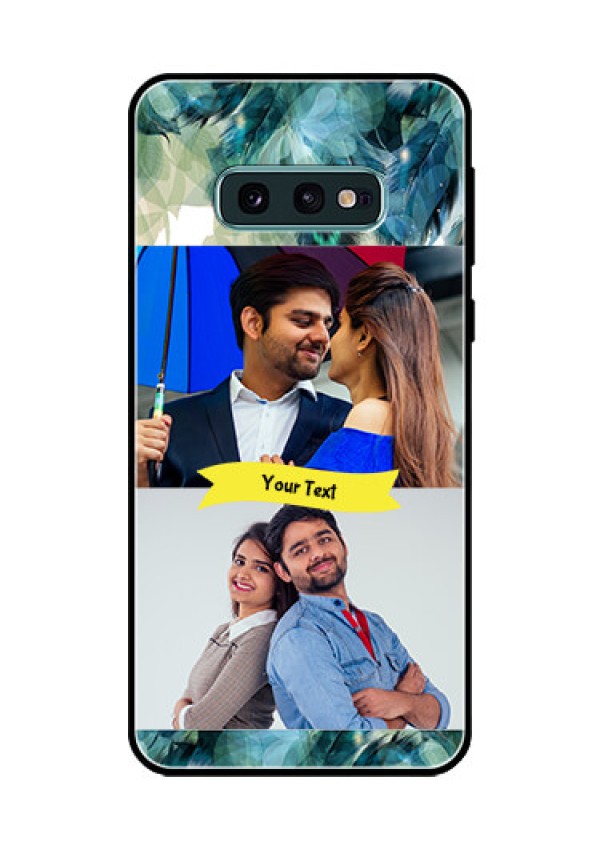 Galaxy S10e Personalized Glass Phone Case  - Image with Boho Peacock Feather Design